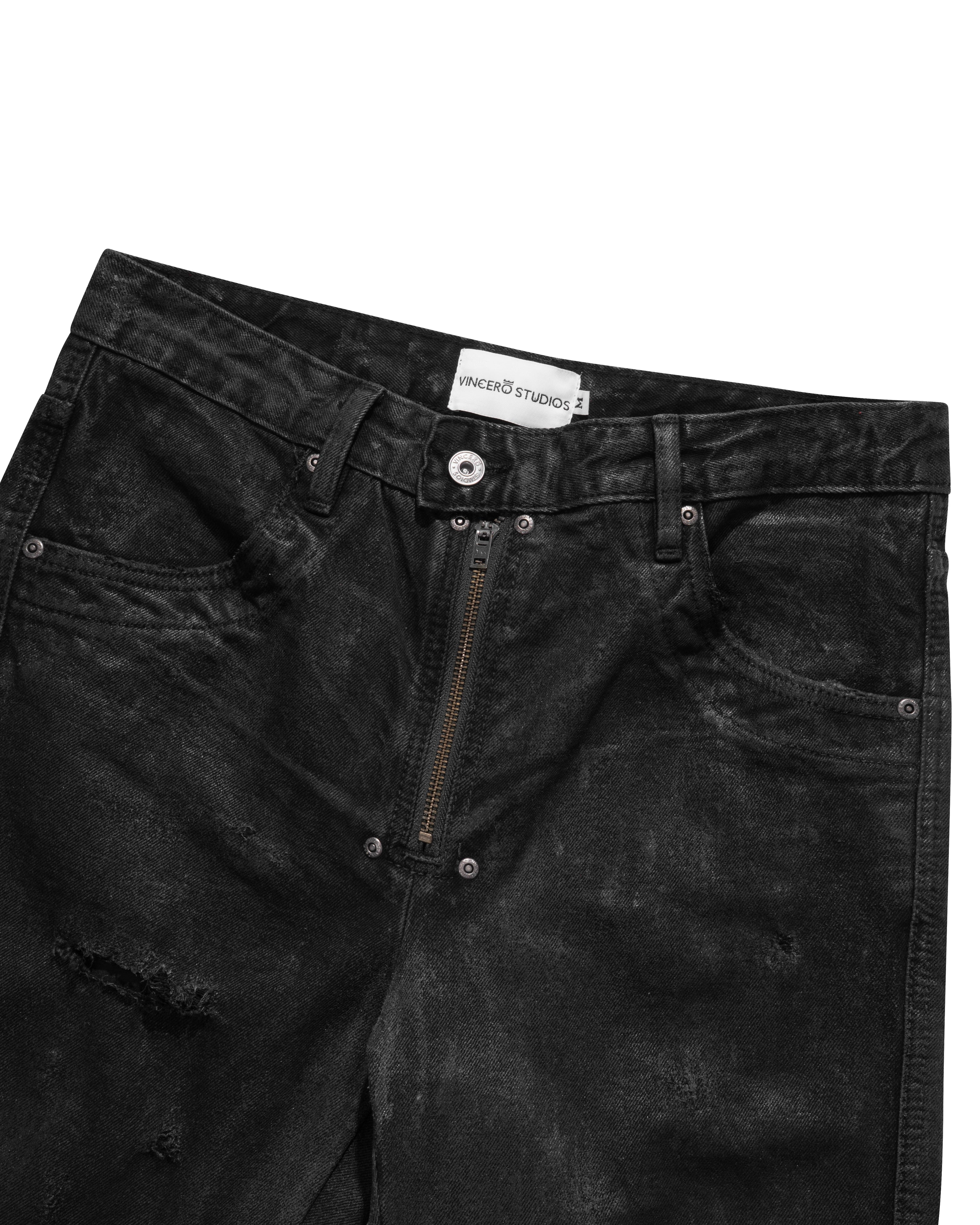 Core Zip Flared Pants - Coated Black