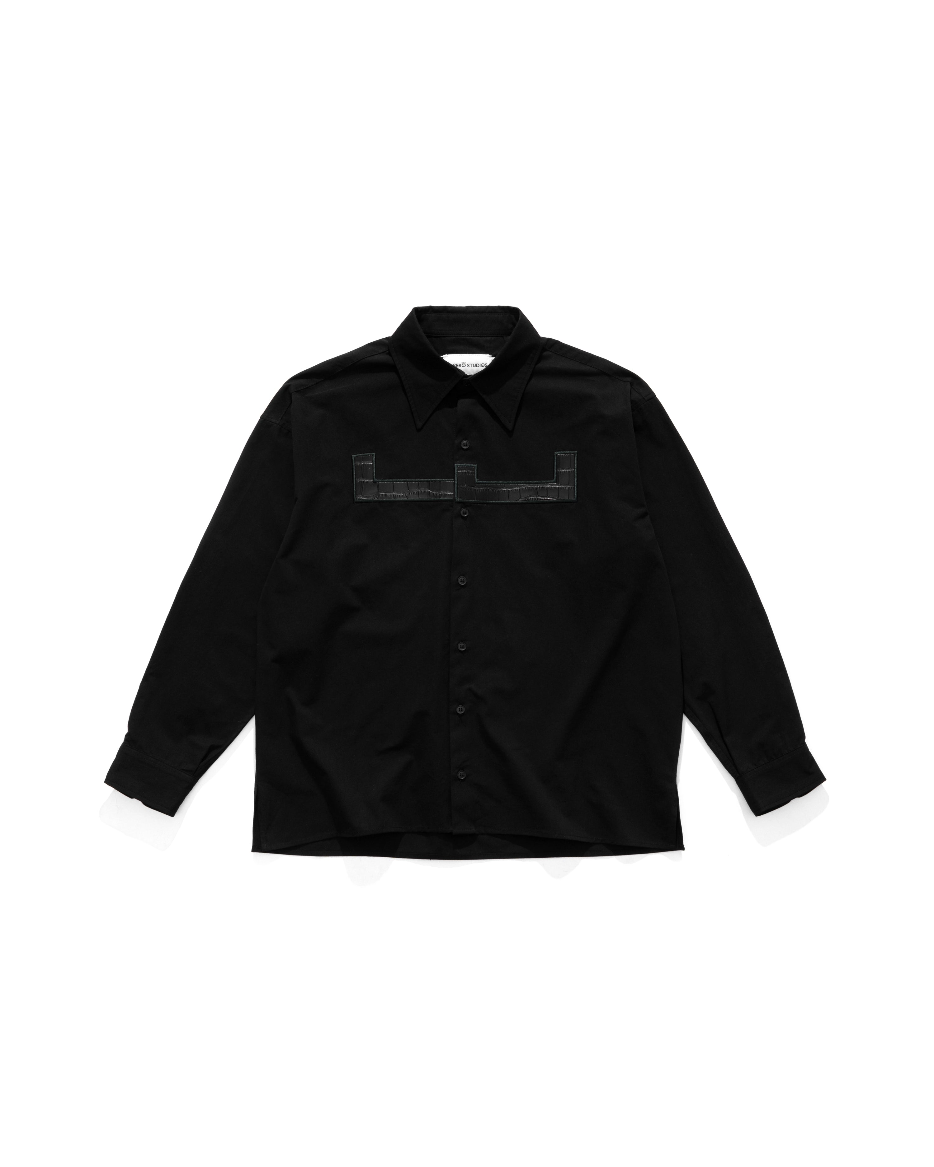 Leather Logo Shirt - Black