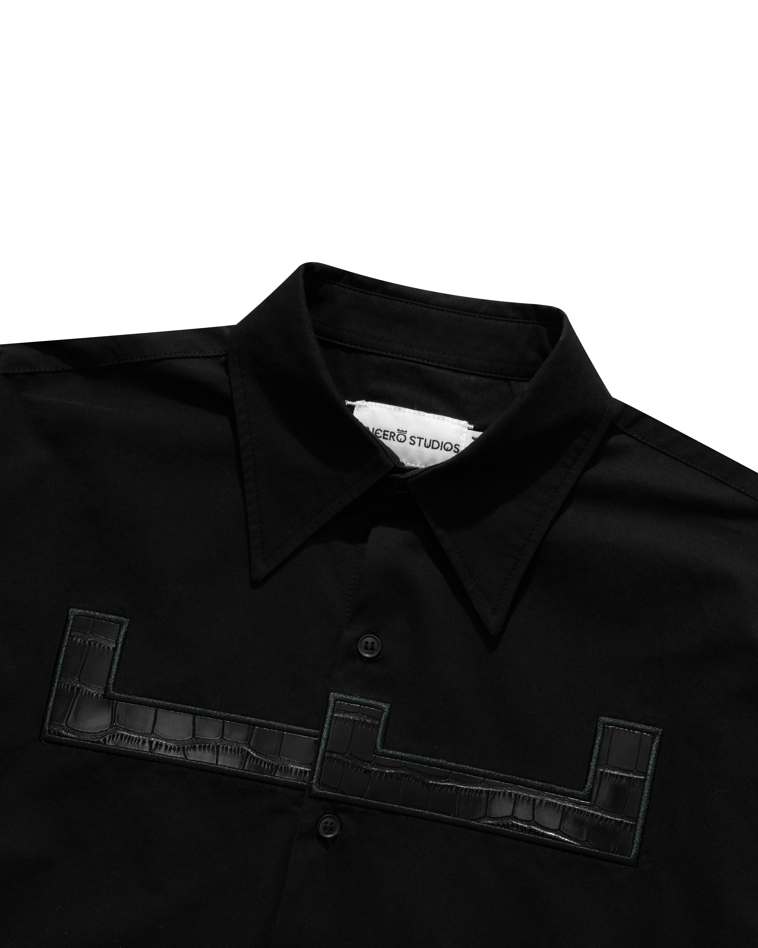Leather Logo Shirt - Black