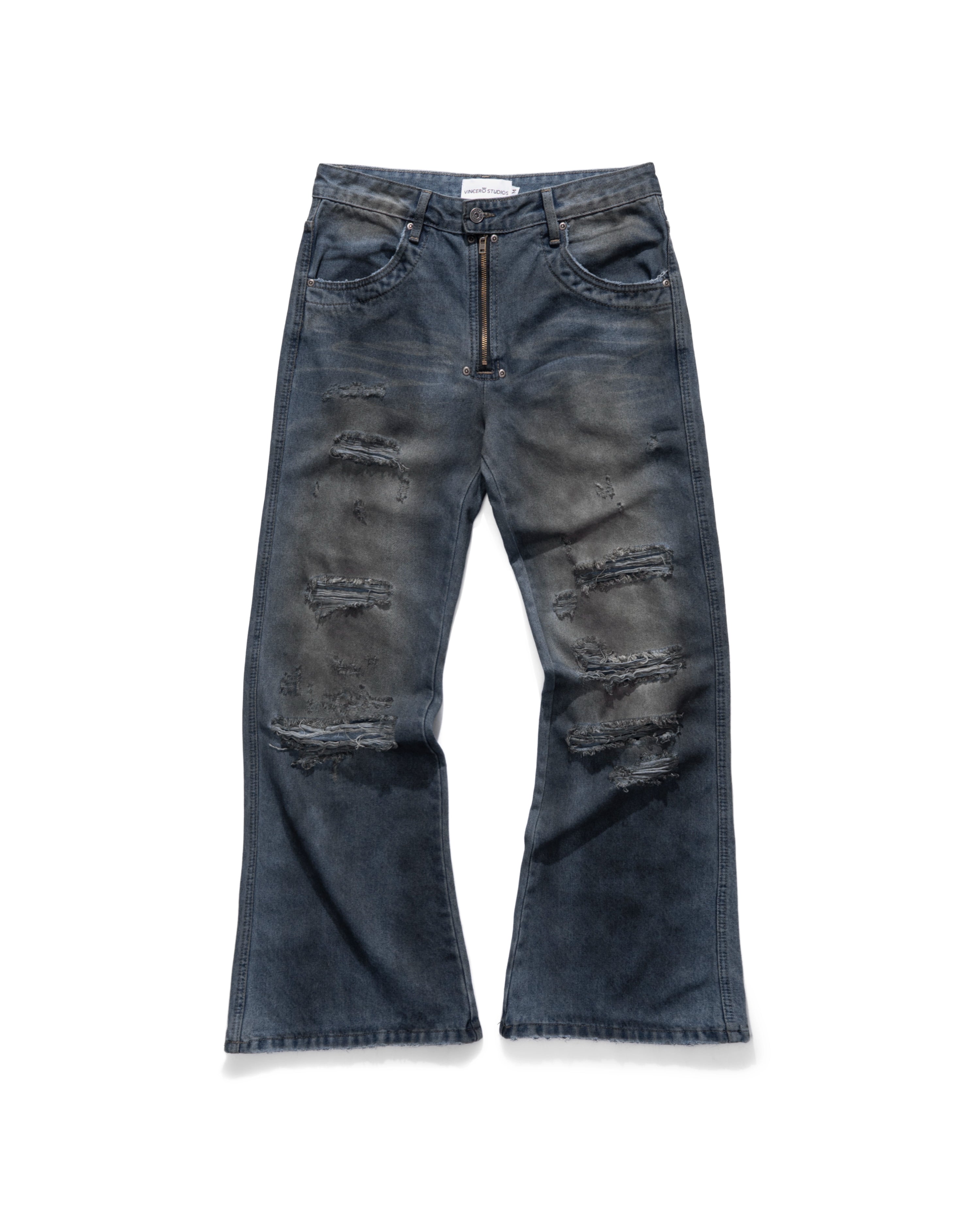 Core Zip Flared Pants - Rock Blue