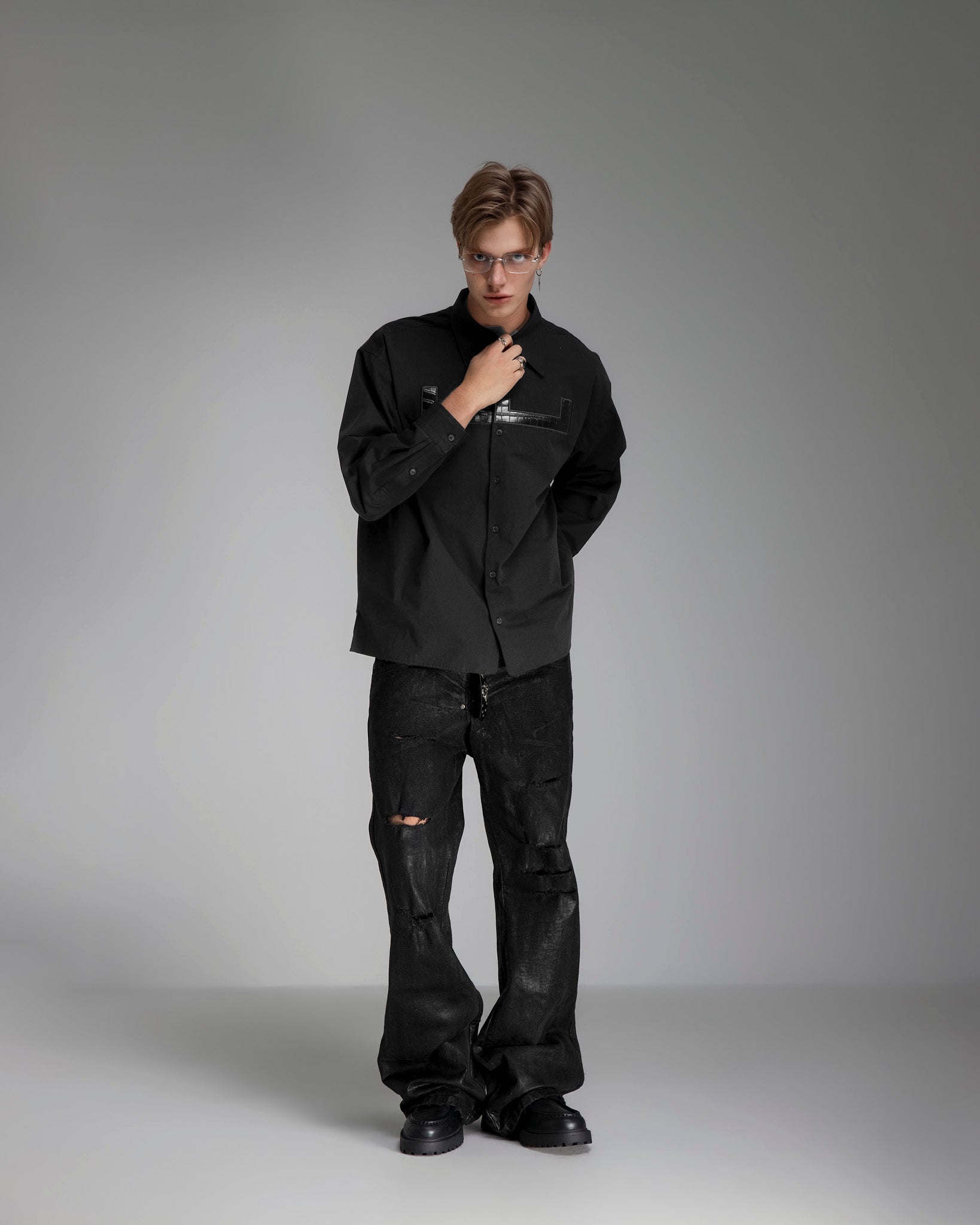 Core Zip Flared Pants - Coated Black