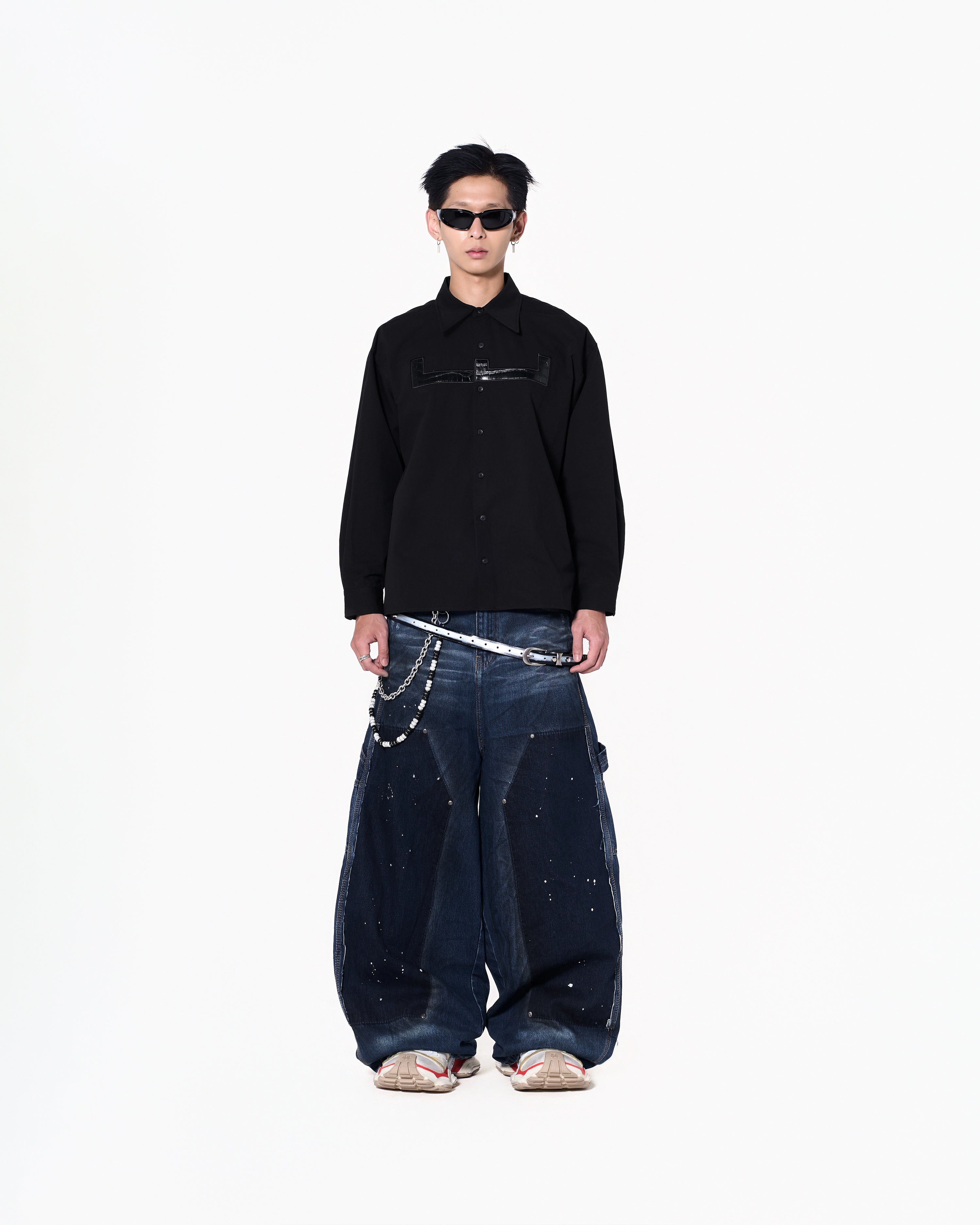 Leather Logo Shirt - Black